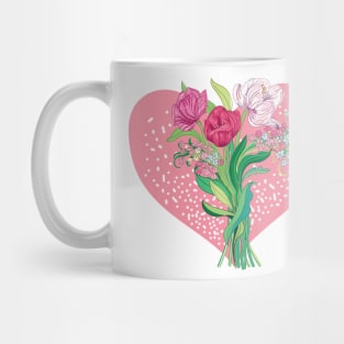 Spring flowers and tulips in blush pink heart shape Mug